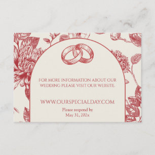 Tarjeta De Recepción Floral floral rica roja francesa
