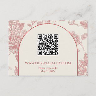 Tarjeta De Recepción Floral floral rica roja francesa