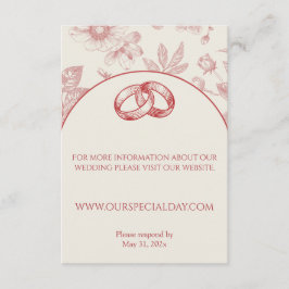 Tarjeta De Recepción Floral floral rica roja francesa