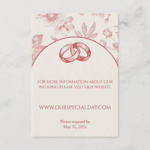 Tarjeta De Recepción Floral floral rica roja francesa