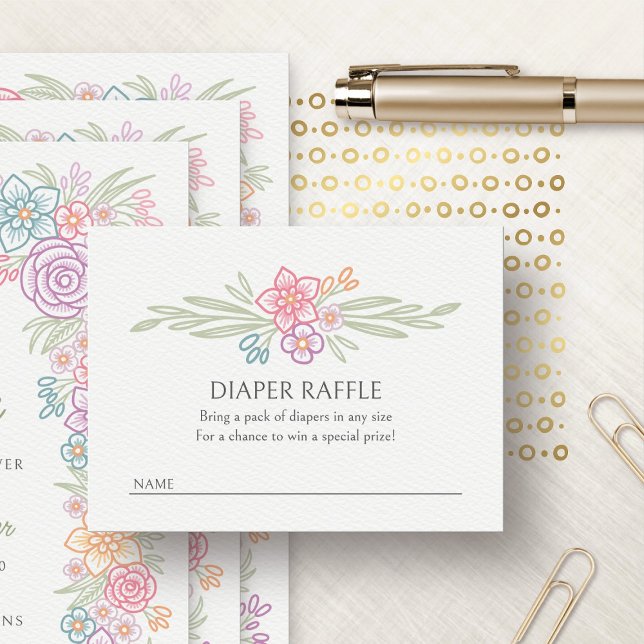 Tarjeta De Recepción Floral Floral silvestre Diaper Raffle Baby Shower (Subido por el creador)