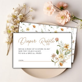 Tarjeta De Recepción Floral Floral silvestre Diaper Raffle Baby Shower
