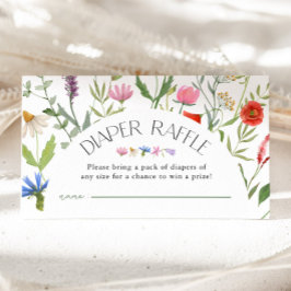 Tarjeta De Recepción Floral Floral White Diaper Raffle Baby Shower