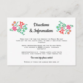 Tarjeta De Recepción Floral folclórica mexicana Fiesta Boda info