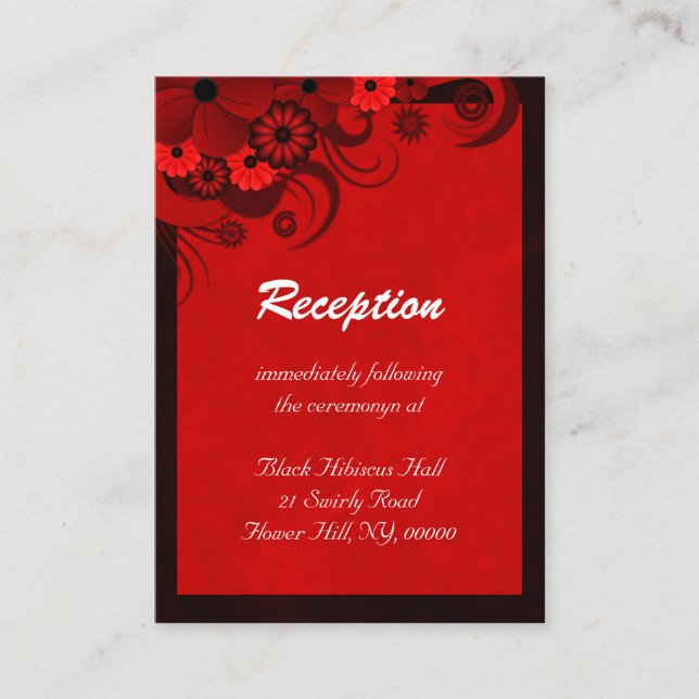 Tarjeta De Recepción Floral Gótico Rojo Oscuro Boda Gabinetes de recepc (Anverso)