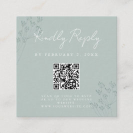 Tarjeta De Recepción Floral Greenery Wedding Scan Code RSVP