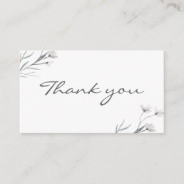 Tarjeta De Recepción Floral gris blanco gracias Boda simple y elegante