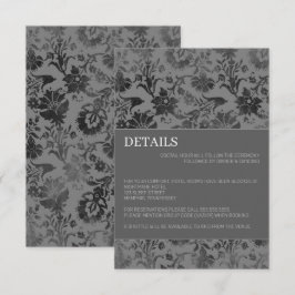 Tarjeta De Recepción Floral Gris Oscuro