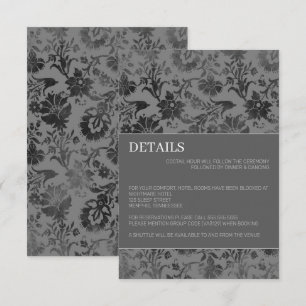 Tarjeta De Recepción Floral Gris Oscuro