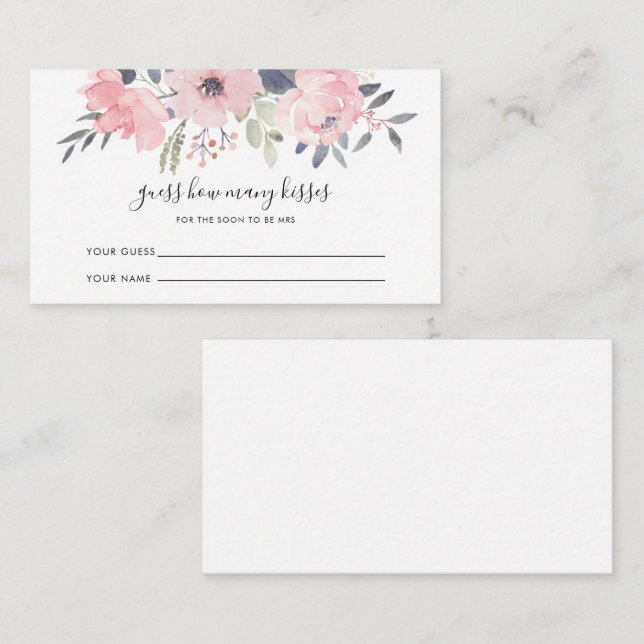 Tarjeta De Recepción Floral Guess Kisses Despedida de Soltera (Anverso / Reverso)