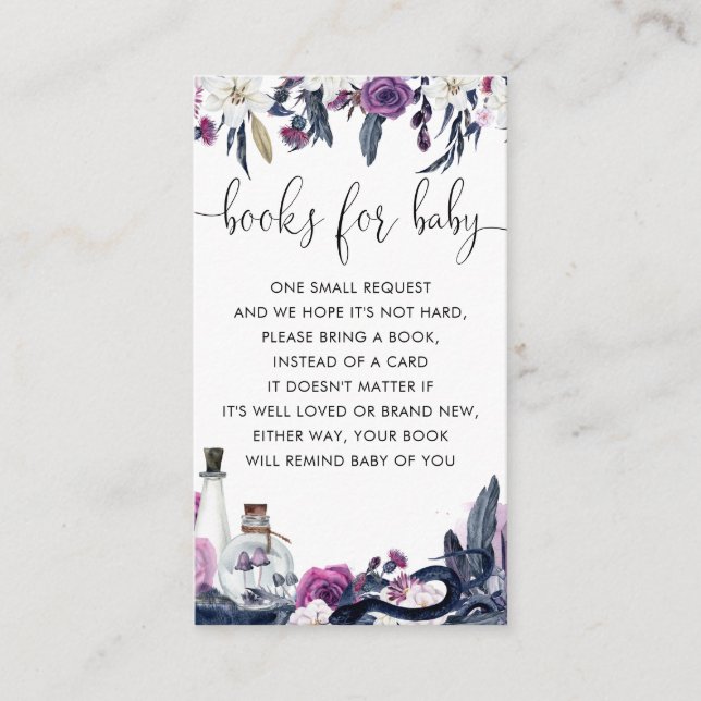 Tarjeta De Recepción Floral Halloween Skull SnBooks Para Baby Shower (Anverso)