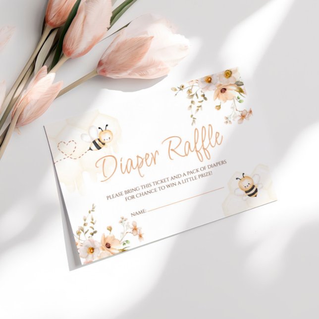 Tarjeta De Recepción Floral Honey Bee Baby Shower Diaper Raffle (Subido por el creador)