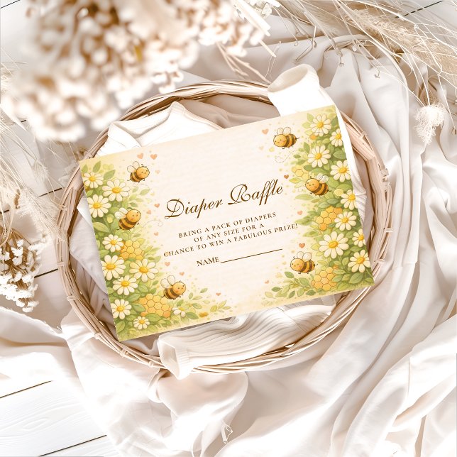 Tarjeta De Recepción Floral Honey Bee Diapper Raffle (Subido por el creador)
