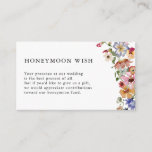 Tarjeta De Recepción Floral Honeymoon Wish<br><div class="desc">Nuestra Tarjeta de Alojamiento Floral de Luna de Miel es la manera perfecta de compartir su evento de alegría. Única y caprichosa, esta moderna tarjeta de recinto cuenta con impresionantes flores rústicas de color moda boho pintadas a mano en colores azul oscuro, rosa brillante, rosa rosa rubor, amarillo dorado, rojo...</div>