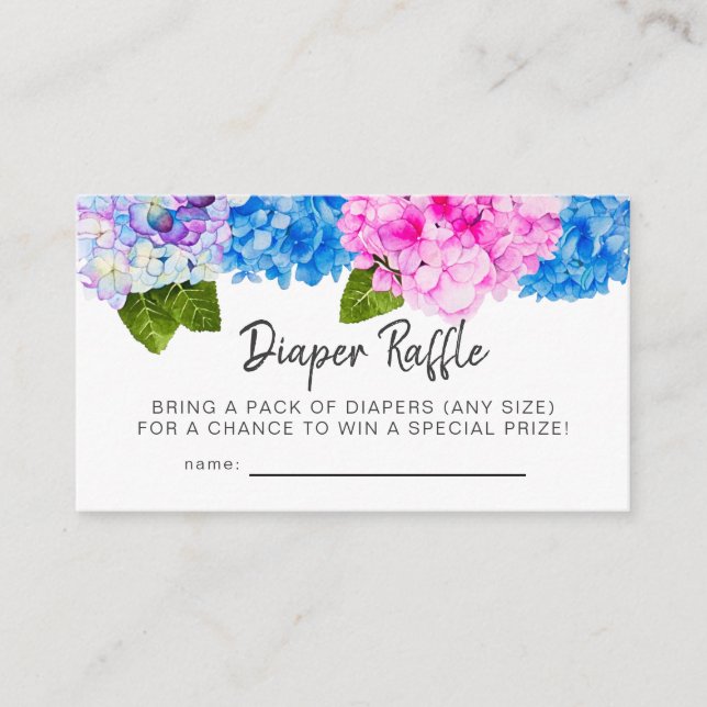 Tarjeta De Recepción Floral Hydrangea Baby Shower Diaper Raffle Ticket