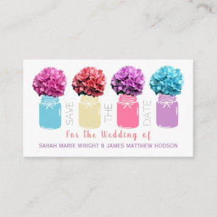 Tarjeta De Recepción Floral Hydrangea Mason Jars, Save the Date