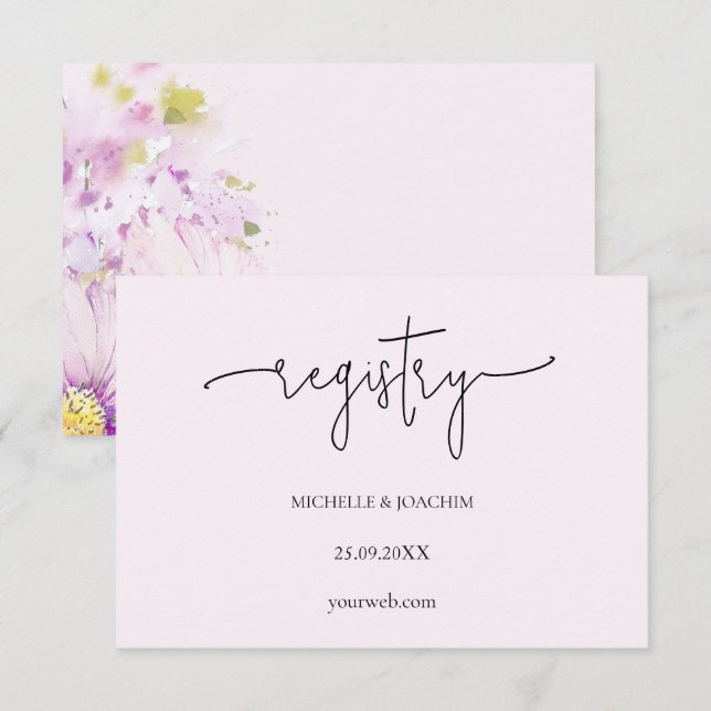 Tarjeta De Recepción Floral Lilac rosa suave con encanto moderno (Anverso / Reverso)