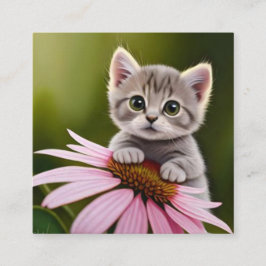 Tarjeta De Recepción Floral lindo gato gris