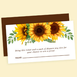 Tarjeta De Recepción Floral Little Sunflower Baby Shower Diaper Raffle