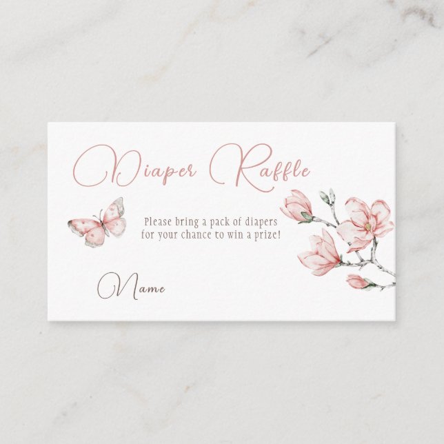 Tarjeta De Recepción Floral Magnolia Baby Shower Diaper Raffle Game (Anverso)