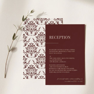 Tarjeta de Recepción Floral Malhumorada Burgundy S