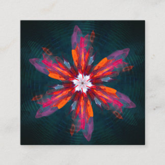 Tarjeta De Recepción Floral Mandala Flores Naranja Azul Rojo Resumen