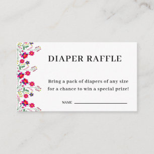 Tarjeta De Recepción Floral mexicana Diaper Raffle Baby Shower