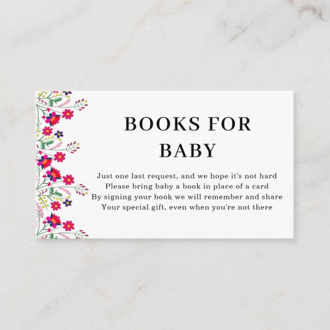 Tarjeta De Recepción Floral mexicana | Libros para bebés | Baby Shower (Anverso)