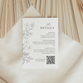 Tarjeta De Recepción Floral Minimalist Wedding Details Enclosure Card