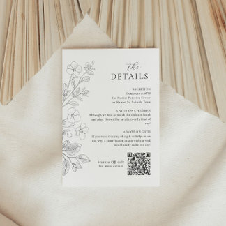 Tarjeta De Recepción Floral Minimalist Wedding Details Enclosure Card