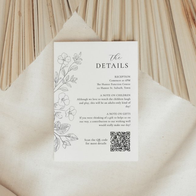 Tarjeta De Recepción Floral Minimalist Wedding Details Enclosure Card  (Subido por el creador)