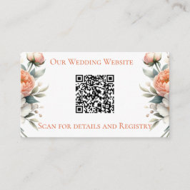 Tarjeta De Recepción Floral Mínimo de Melocotón y Blanco