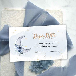 Tarjeta De Recepción Floral Moon Blue Diaper Raffle