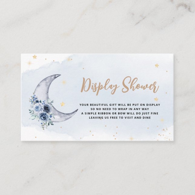 Tarjeta De Recepción Floral Moon Blue Display Shower (Anverso)