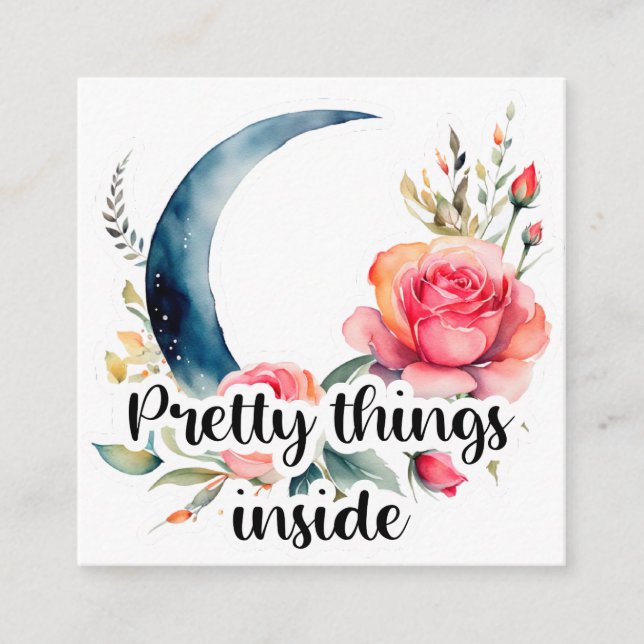 Tarjeta De Recepción Floral Moon Pretty Things Inside Small Business (Anverso)