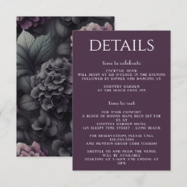Tarjeta De Recepción Floral morada negra