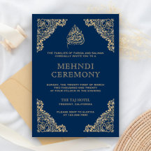 Floral Ornamental Azul y Dorado Mehndi Islámico Mu