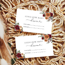 Tarjeta De Recepción Floral otoño cuántos besos de juego de novias