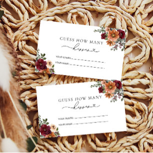Tarjeta De Recepción Floral otoño cuántos besos de juego de novias