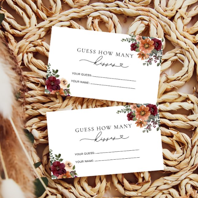 Tarjeta De Recepción Floral otoño cuántos besos de juego de novias (Subido por el creador)