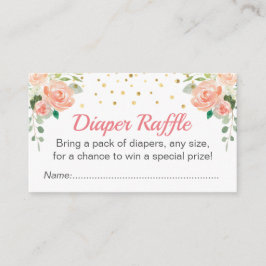 Tarjeta De Recepción Floral Peach Baby Shower Sprinkle Diaper Raffle