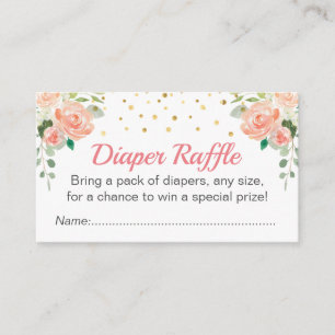 Tarjeta De Recepción Floral Peach Baby Shower Sprinkle Diaper Raffle