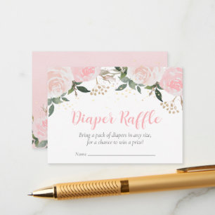 Tarjeta De Recepción Floral Pink Baby Shower Diaper Raffle