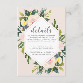 Tarjeta De Recepción Floral Primaveral Rubor | Detalles de la Boda Adju
