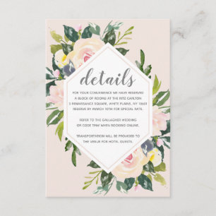Tarjeta De Recepción Floral Primaveral Rubor Detalles de la Boda Adju