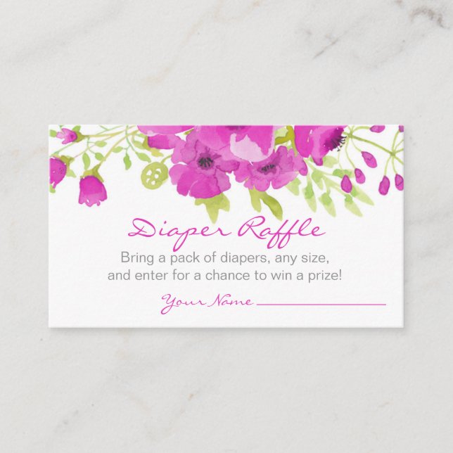 Tarjeta De Recepción Floral Purple Diaper Raffle (Anverso)