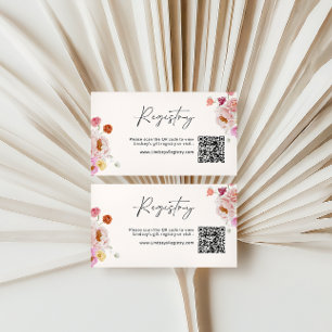 Tarjeta De Recepción Floral QR Code Regalo Registro de Regalo de Bridal