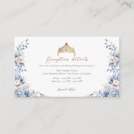 Tarjeta De Recepción Floral Quinceañera gold Tiara