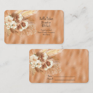 Tarjeta De Recepción Floral Raffle Marrón Crema y Beige