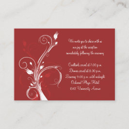 Tarjeta de recepción floral roja y blanca